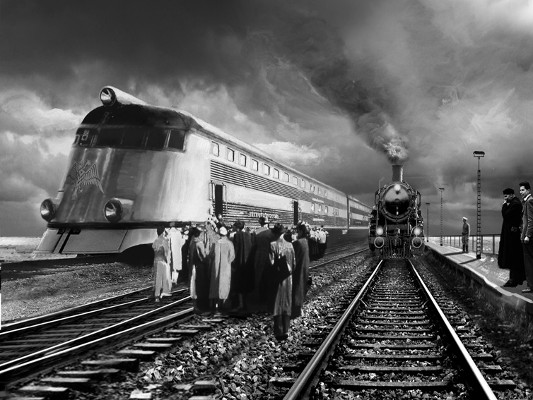 Burlington Pioneer Zephyr Locomotive On Track